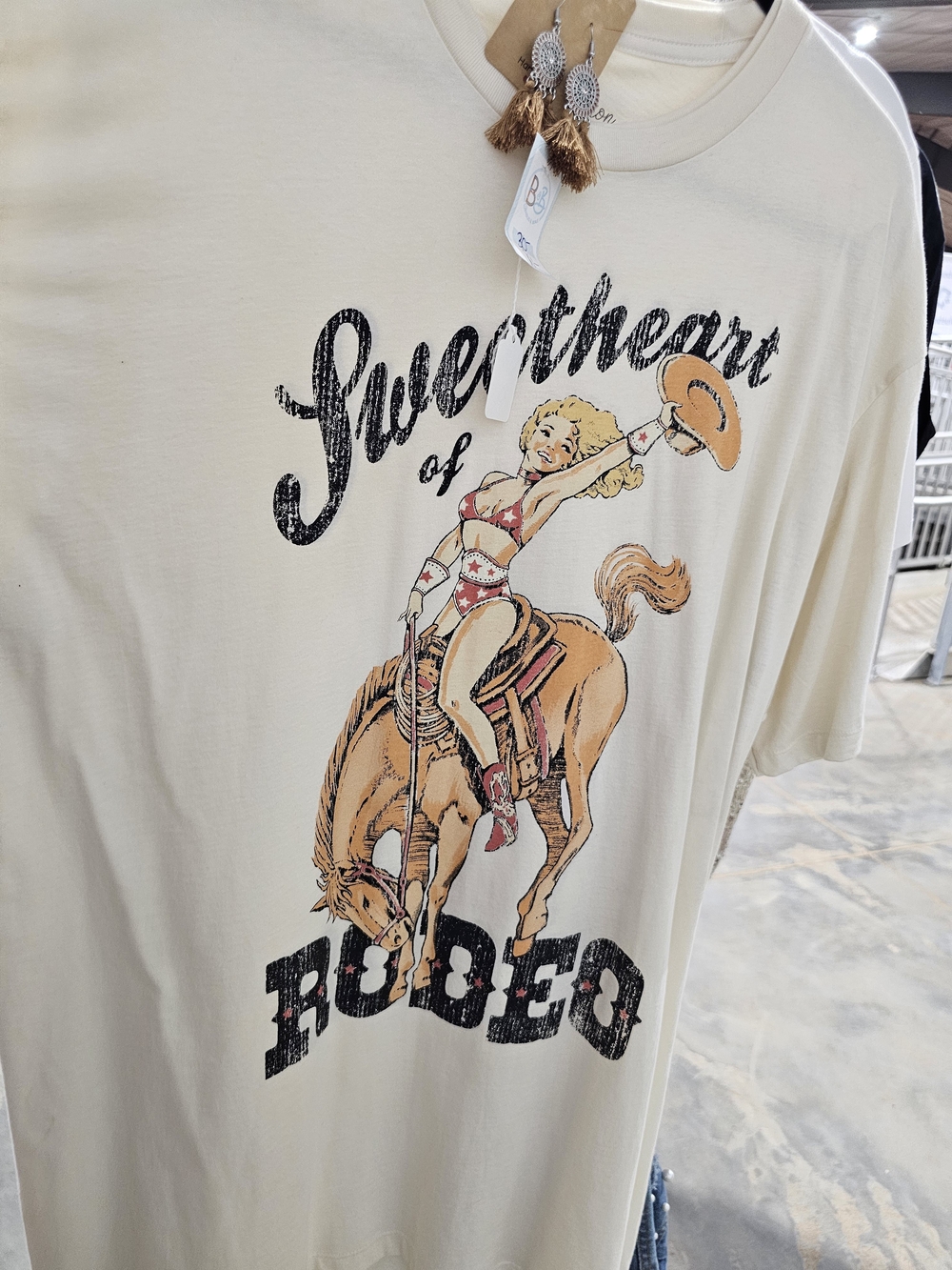 Vintage-Inspired Sweetheart of Rodeo Graphic Tee - Cream. Real Roomy